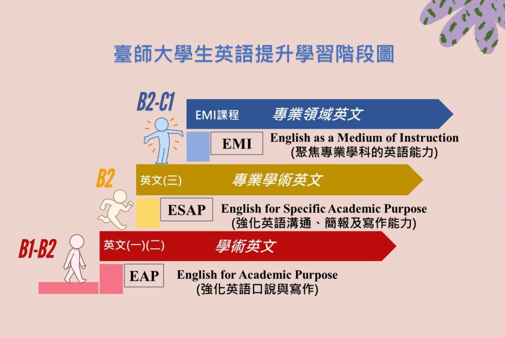 臺師大學生英語提升學習階段圖